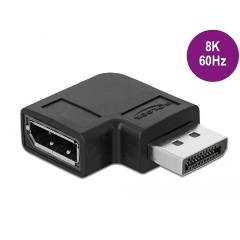 Delock DisplayPort 1.4 -> DisplayPort 1.4 M/F adapter fekete 90° jobb