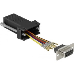 Delock D-Sub 9pin -> RJ45 F/F adapter fekete