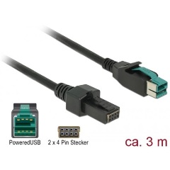 Delock Powered USB 12V -> POS 2x4pin M/F adatkábel 3m fekete