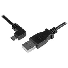 StarTech USB-A 2.0 -> USB-B 2.0 micro M/M adatkábel 0.5m fekete egyenes/bal 90°