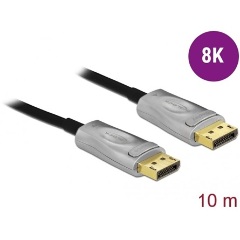 Delock DisplayPort 1.4 -> DisplayPort 1.4 M/M aktív video kábel 10m fekete optikai