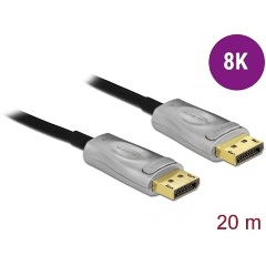 Delock DisplayPort 1.4 -> DisplayPort 1.4 M/M aktív video kábel 20m fekete optikai