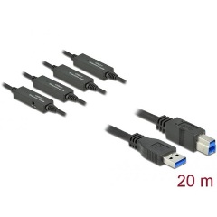 Delock USB-A 3.2 Gen1 -> USB-B 3.2 Gen1 M/M aktív adatkábel 20m fekete