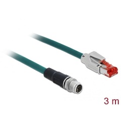 Delock M12 8pin X-code -> RJ45 M/M adatkábel 3m kék PVC