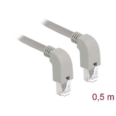 Delock RJ45 CAT5e SF/UTP -> RJ45 CAT5e SF/UTP M/M adatkábel 0.5m szürke 90° le/le