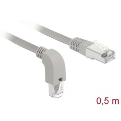 Delock RJ45 CAT5e SF/UTP -> RJ45 CAT5e SF/UTP M/M adatkábel 0.5m szürke 90° egyenes/le