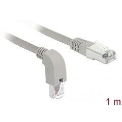 Delock RJ45 CAT5e SF/UTP -> RJ45 CAT5e SF/UTP M/M adatkábel 1m szürke 90° egyenes/le