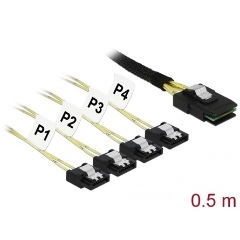 Delock SAS mini SFF-8087 -> 4db SATA M/F adatkábel 0.5m