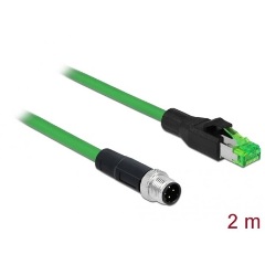 Delock M12 4pin D-code -> RJ45 M/M adatkábel 2m zöld PVC