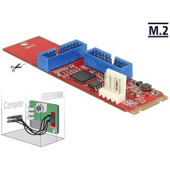 Delock M.2 -> 2db USB-A 3.0 pinheader M/M adapter