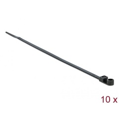 Delock Kábelkötöző szorító fűzőlyukkal Hx 200 x Sz 4,8 mm, 10 darab fekete