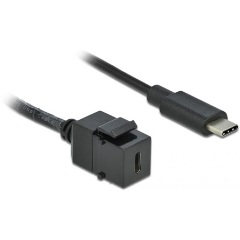 Delock USB-C 3.1 Gen1 -> USB-C 3.1 Gen1 M/F keystone modul 0.25m fekete