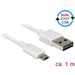 Delock Easy-USB A -> EasyUSB micro-B M/M adatkábel 1m fehér