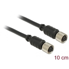 Delock M8 Sensor- / Aktorkabel 6 Pin Buchse zu 6 Pin Buchse wasserdicht 10 cm Delock