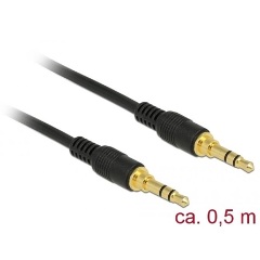 Delock Jack stereo 3,5mm (3pin) -> Jack stereo 3,5mm (3pin) M/M audio kábel 0.5m fekete