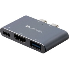 Canyon MacBook Thunderbolt 3 Multiport Dockibng Station 3-in-1 3-port Thunderbolt 3 Dual Port dokkoló szürke