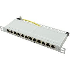 Logilink Cat.6A Patch Panel 12-Port  10", STP, half unit height, grey