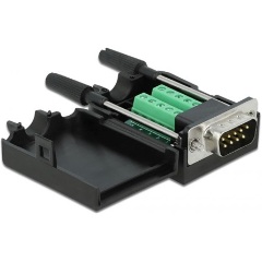 Delock D-Sub 9pin -> Terminal block 10pin M/F adapter fekete házzal