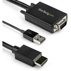 StarTech VGA USB-A 2.0 -> HDMI M/M video kábel 2m fekete