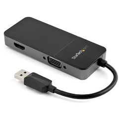 StarTech USB-A 3.0 -> HDMI 1.4 VGA M/F adapter 0.15m fekete