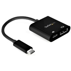 StarTech USB-C / Thunderbolt -> DisplayPort 1.4 USB-C PD M/F adapter 0.2m fekete 60W PD