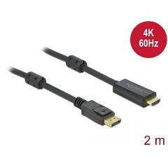 Delock DisplayPort 1.2 -> HDMI 2.0 M/M aktív video kábel 2m fekete