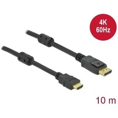 Delock DisplayPort 1.2 -> HDMI 2.0 M/M aktív video kábel 10m fekete