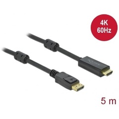 Delock DisplayPort 1.2 -> HDMI 2.0 M/M aktív video kábel 5m fekete