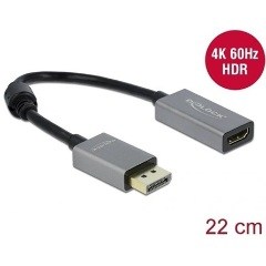 Delock DisplayPort 1.4 -> HDMI 2.0 M/F aktív adapter 0.22m szürke HDR