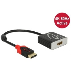 Delock DisplayPort 1.4 -> HDMI 2.0 M/F aktív adapter 0.2m fekete HDR