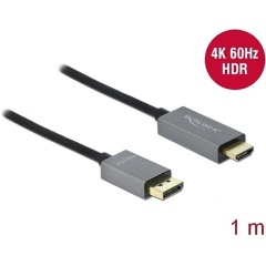 Delock DisplayPort 1.4 -> HDMI 2.0 M/M aktív video kábel 1m szürke-fekete HDR