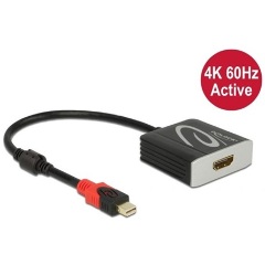 Delock Mini DisplayPort 1.4 -> HDMI 2.0 M/F aktív adapter 0.2m fekete HDR