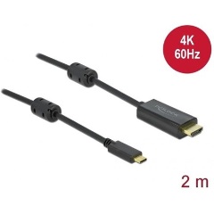 Delock USB-C / Thunderbolt -> HDMI 2.0 M/M video kábel 2m fekete DP Alt Mode