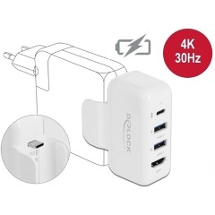 Delock Apple PD USB-C -> 1db USB-C 2db USB-A 3.0 1db HDMI aktív adapter fehér