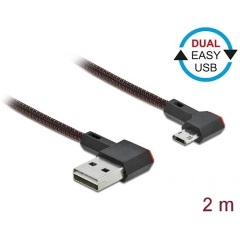 Delock EASY-USB 2.0 kábel A-típusú csatlakozódugó - EASY-USB Micro-B típusú csatlakozódugó, ívelt ba