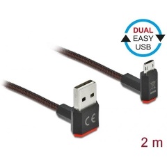 Delock EASY-USB 2.0 kábel A-típusú csatlakozódugó - EASY-USB Micro-B típusú csatlakozódugó, ívelt fe