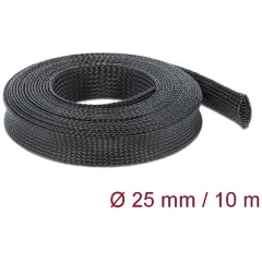 Delock Fonott kábelharisnya nyújtható 10 m x 25 mm fekete