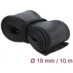 Delock Fonott kábelharisnya tépőzárral 10 m x 19 mm fekete