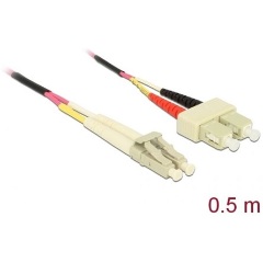 Delock LC Duplex -> SC Duplex M/M adatkábel 0.5m kék Multi-mode OM4