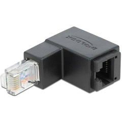 Delock RJ45 CAT6 UTP -> RJ45 CAT6 UTP M/F adapter fekete 90°