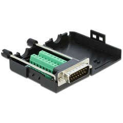 Delock D-Sub 15pin -> Terminal block 16pin M/F adapter fekete házzal