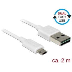 Delock Easy-USB A -> EasyUSB micro-B M/M adatkábel 2m fehér