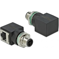 Delock M12 4pin D-code -> RJ45 M/F adapter fekete