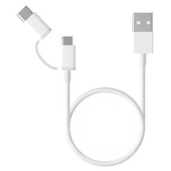 Xiaomi 2-in-1 USB-A 2.0 -> 1db USB-C 1db USB-B 2.0 micro M/M adatkábel 1m fehér