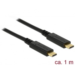 Delock USB-C 3.2 Gen2 -> USB-C 3.2 Gen2 M/M adatkábel 1m fekete (10 Gbps) 5A E-Marker