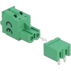 Delock 2 tűs, 5,08 mm-es vízszintes hornyos PCB terminal block csatlakozó készlet