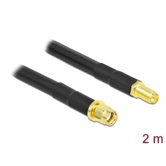 Delock RP-SMA -> RP-SMA M/F antenna kábel 2m fekete LMR/CFD300, low loss