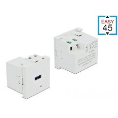 Delock terminal block -> USB-A 2.0 F/F Easy 45 modul fehér töltő port