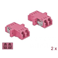 Delock LC Duplex -> LC Duplex F/F adapter rózsaszín multi-mode OM4, 2db