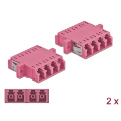 Delock LC Quad -> LC Quad F/F adapter rózsaszín multi-mode OM4, 2db